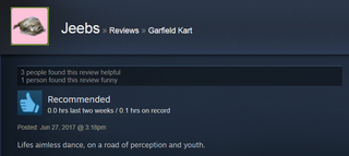 Illustration for article titled Garfield Kart, As Told By Steam Reviews